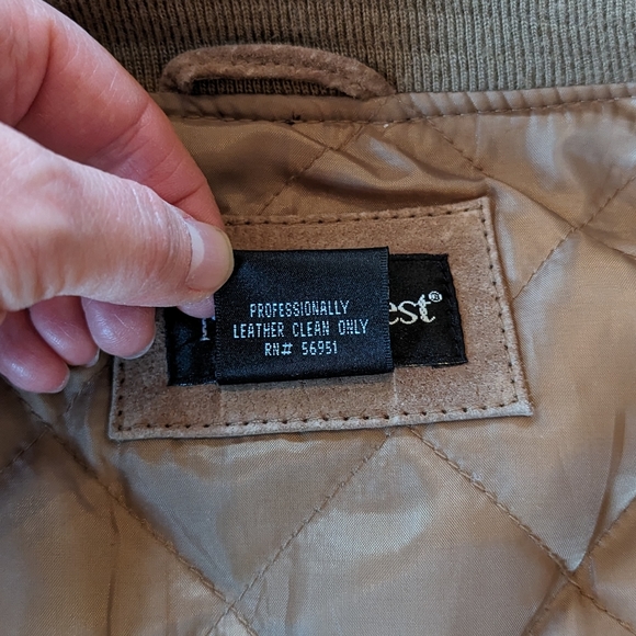 SOLDVintage Tan NORTHCREST Genuine Leather Suede Quilted Full Zip Jacket Mens XL - Picture 7 of 10